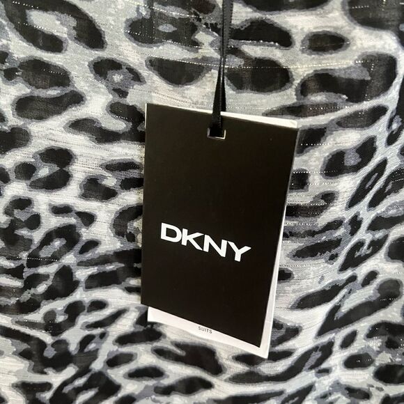 DKNY Black/White Leopard  Cape Blouse - Picture 12 of 15